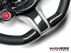Alfa Romeo Giulia Steering Wheel Trim - Carbon Fiber - Lower Spoke Trim - QV Model - 2020+ models - White Candy